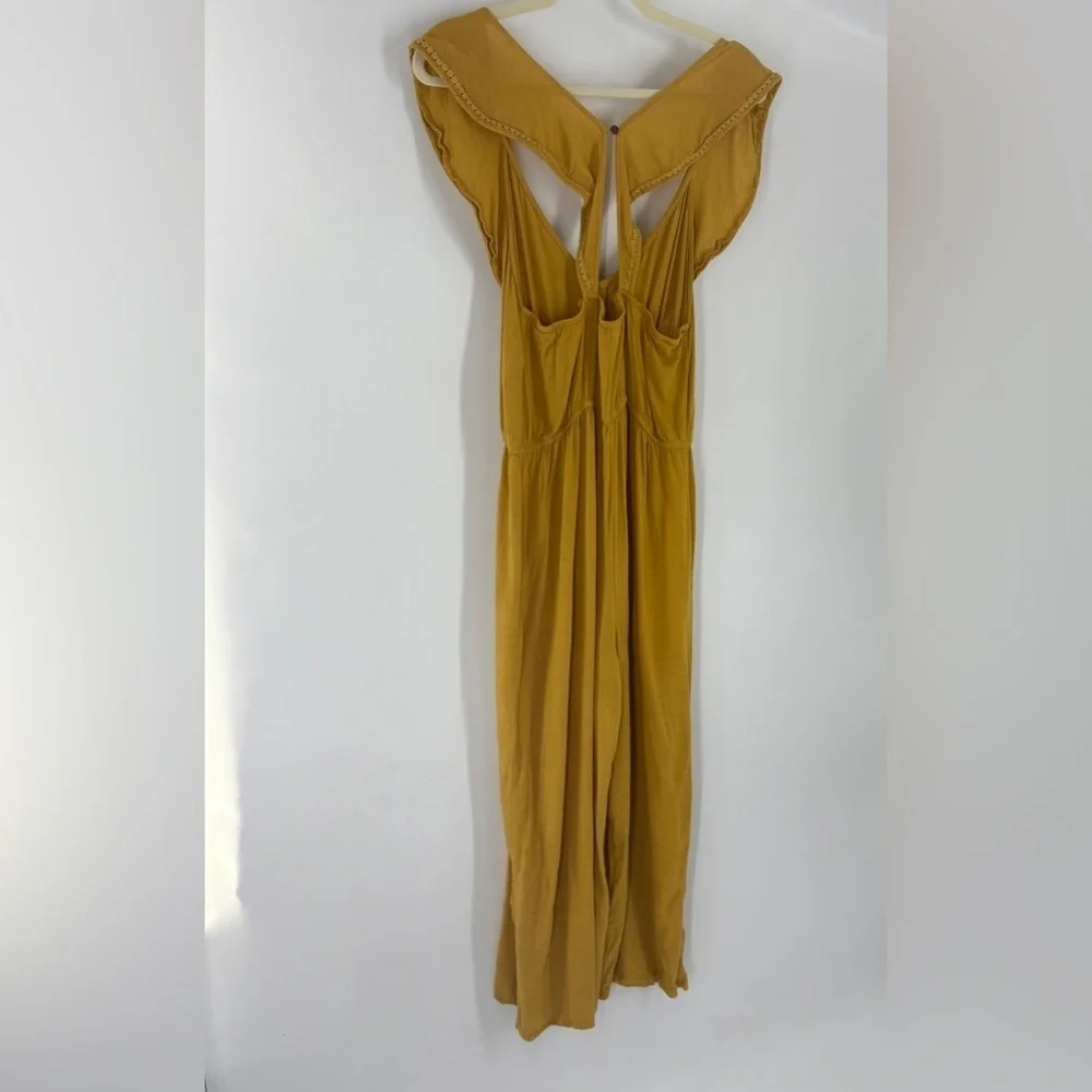 Xhileration Sleeveless Mustard Yellow V-Neck Ruffle Jumpsuit Romper Size M - Picture 13 of 13